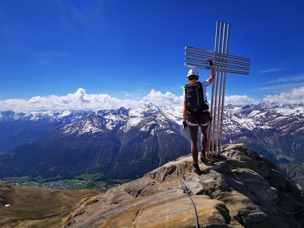 Rote Säule Klettersteig Panorama mit Großglockner
